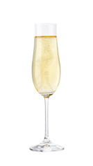 Full glass of champagne isolated on a white background