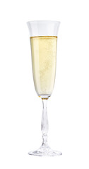 Full glass of champagne isolated on a white background