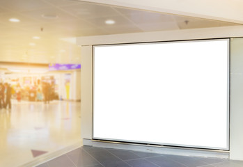 Mockup image of Blank billboard posters and led in the airport terminal station for advertising