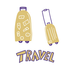 Travel cases concept. Vector color illustration.
