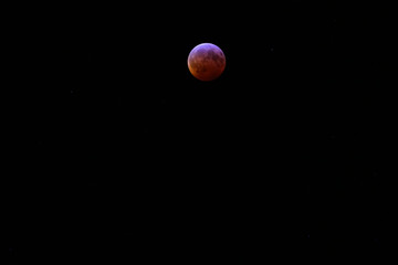 View of the Super Blood Wolf Moon lunar eclipse of 20 January 2019 seen from New Jersey, USA