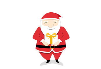 Isolated Santa claus send gift box to you, vector