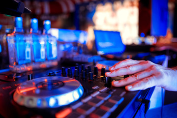 DJ console at the nightclub. Nightlife
