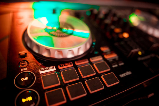 DJ console at the nightclub. Nightlife