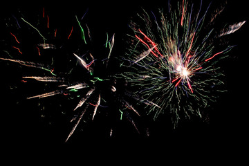 multicolor firework lights on black background