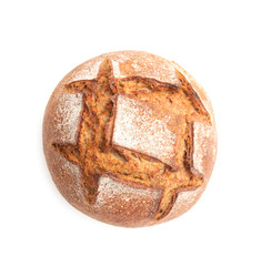 fresh rye bread on a white background