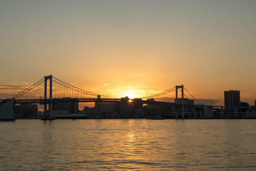 (東京都ｰ都市風景)レインボーブリッジの夕景９