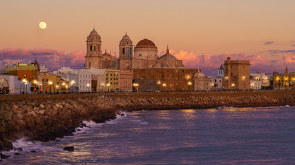 Full Moon Over Cadiz Cathedral f