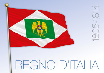 Kingdom of Italy, Napoleon King, historical flag 1805 - 1814, vector illustration