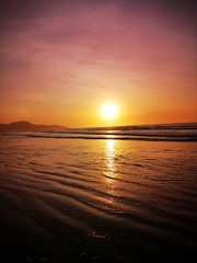 Beautiful sunset along the beach. 