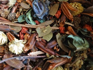 Classic dried plant potpourri background