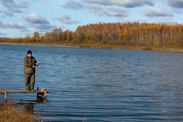 Autumn fishing on the lake