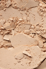 Broken compact powder close-up