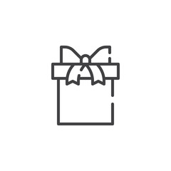 Gift box line icon. linear style sign for mobile concept and web design. Wrapped closed gift box decorated with ribbon and bow outline vector icon. Symbol, logo illustration. Pixel perfect vector 