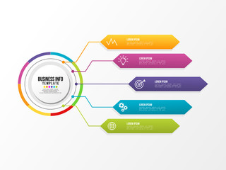 Business Infographics Element Vector Design Template. Data Visualization Timeline with circles, steps, number options most useful can be used for workflow layout, presentation, diagram, annual reports