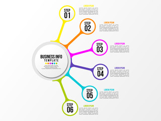 Business Infographics Element Vector Design Template. Data Visualization Timeline with circles, steps, number options most useful can be used for workflow layout, presentation, diagram, annual reports