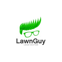 lawn grass guy logo vector