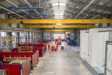 Factory assembly shop. Manufacture of agricultural machinery