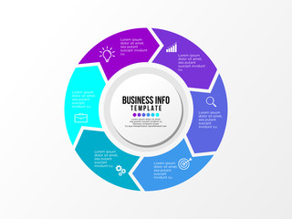 Business Infographics Element Vector Design Template. Data Visualization Timeline with circles, steps, number options most useful can be used for workflow layout, presentation, diagram, annual reports