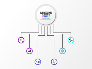 Business Infographics Element Vector Design Template. Data Visualization Timeline with circles, steps, number options most useful can be used for workflow layout, presentation, diagram, annual reports