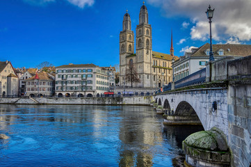 Obraz na płótnie Canvas Zurich City and Lake Zurich in Switzerland