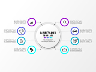 Business Infographics Element Vector Design Template. Data Visualization Timeline with circles, steps, number options most useful can be used for workflow layout, presentation, diagram, annual reports