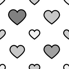 pattern of grey hearts isolated on white background