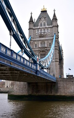 Fototapeta na wymiar Tower Bridge, single tower closeup. London, United Kingdom.