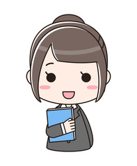 書類を持ったスーツの女性（バストアップ）