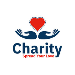 Charity logo design inspiration, love shape and hand design illustration