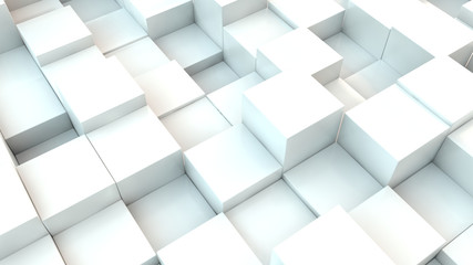 White cubes - geometric background - 3d rendering