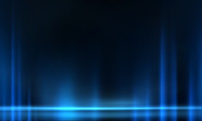 Product showcase spotlight background. Clean photographer studio. Abstract blue background with rays of neon light, spotlight.