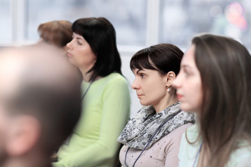 Fototapeta premium business woman on the background of colleagues in the conference room