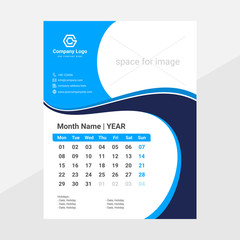 calendar design template with logo and icons