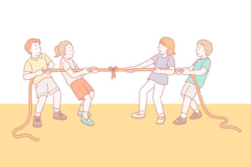 Kids playing tug of war