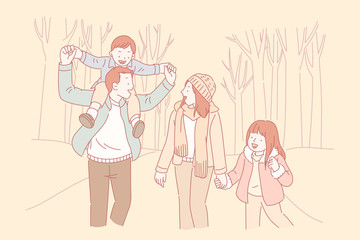 Family having a walk