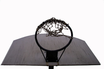 Fototapeta na wymiar old basketball ring on the white isolated background