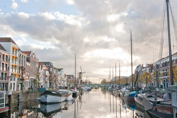 Fototapeta na wymiar The historic Delfshaven harbour port of Rotterdam, The Netherlands.