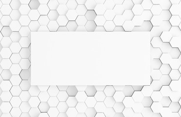 White hexagone background pattern 3D rendering