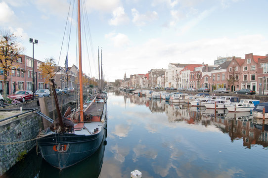 The Historic Delfshaven Harbour Port Of Rotterdam, The Netherlands.