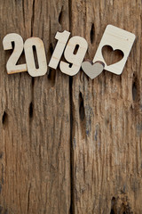 2019 Wood heart on wooden
