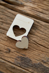 Wood heart Valentine on wooden