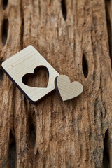 Wood heart Valentine on wooden