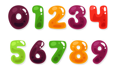 Colorful jelly alphabets for kids numbers