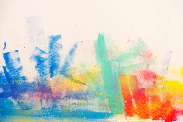 Poster Abstrakter Aquarell-Splatter-Farbhintergrund, bunte Farbtropfen, Tinte spritzt Grunge-Kartendesign. © malija