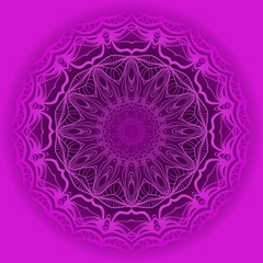 Purple color Mandala flower decoration. Vector floral ornament. Tribal ethnic fashion motif for paper, textile.