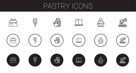 pastry icons set