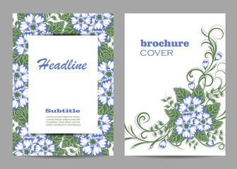 Floral brochure cover design. Beautiful floral pattern on white background.
