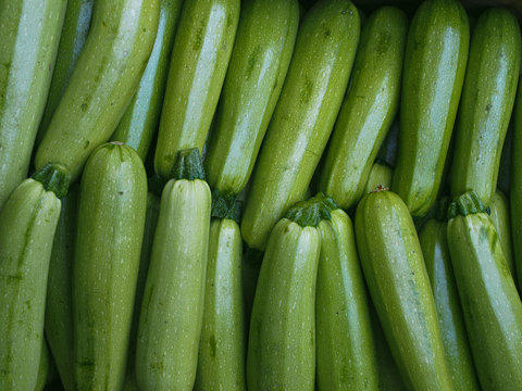  Background image of fresh green zucchini close up