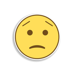 concerned about colored emoji sticker icon. Element of emoji for mobile concept and web apps illustration.